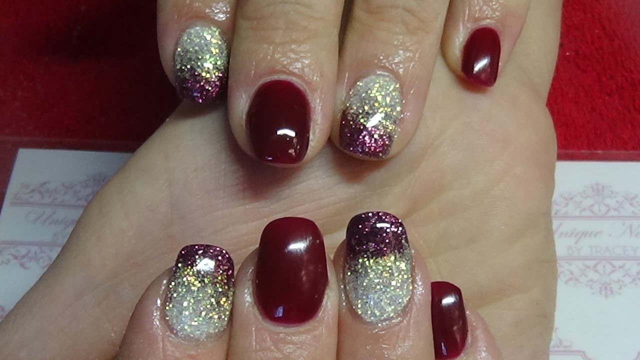 7. Burgundy Acrylic Nails with Ombre Effect - wide 10