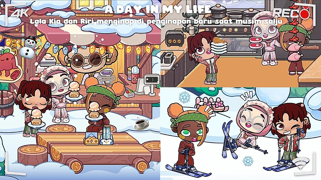 (AVATAR WORLD) A DAY IN MY LIFE LALA KIA DAN RIRI MENGINAP DI PENGINAPAN BARU SAAT MUSIM SALJU