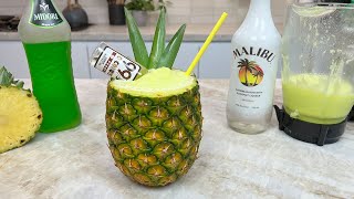 Melon Piña Colada In A Pineapple