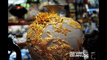 Bình Hút Lộc Men Rạn Mạ Vàng 18K Cao 40cm - BattrangVivu.com