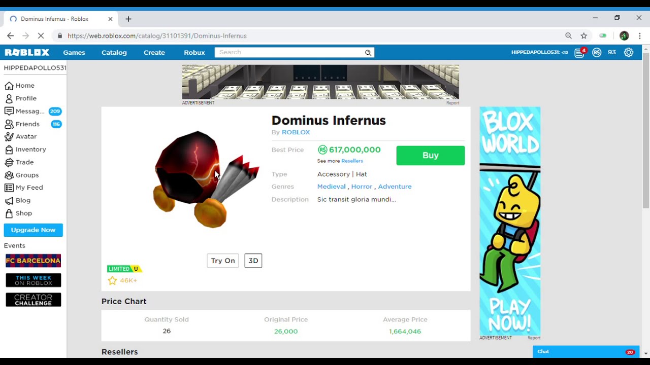 How To Get Dominus Infernus For Free In Roblox Not Really Lol Youtube - how to get a free dominus on roblox youtube