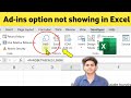 Ms Excel add-ins option not showing | Enable add ins option in Microsoft excel