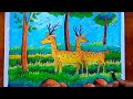 Deer scenery drawing step by stepdeer scenery drawing easyanimal scenery drawing