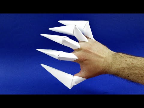 видео: Как сделать когти из бумаги на пальцы  Оригами когти из бумаги