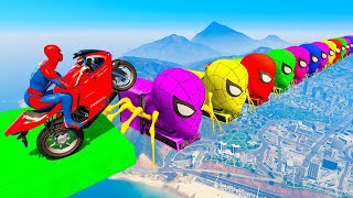 SPIDERMAN VS HULK SUPER RED BIKE RACE | Double Flatbed Train vs Cars Tractor vs Train BeamNG Drive