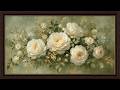 Soft Fern Garden Rose Dream Floral Frame | 1 Hour 4K OLED TV Art | No Sound