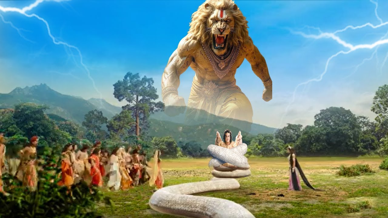 गरुड़ को वासुकि नाग से मुक्त करने नरसिंघ अवतार लेकर आये भगवान विष्णु  @merekanha905