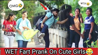 WET Fart Prank on cute girls😜|| Prank In India|| FUNNY REACTION 🤣||Raj prank