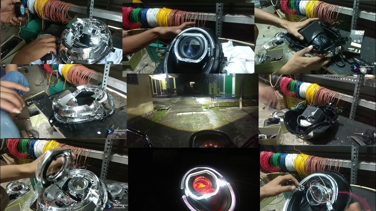 proses pasang bi LED Proji + levelling di Scoopy Led