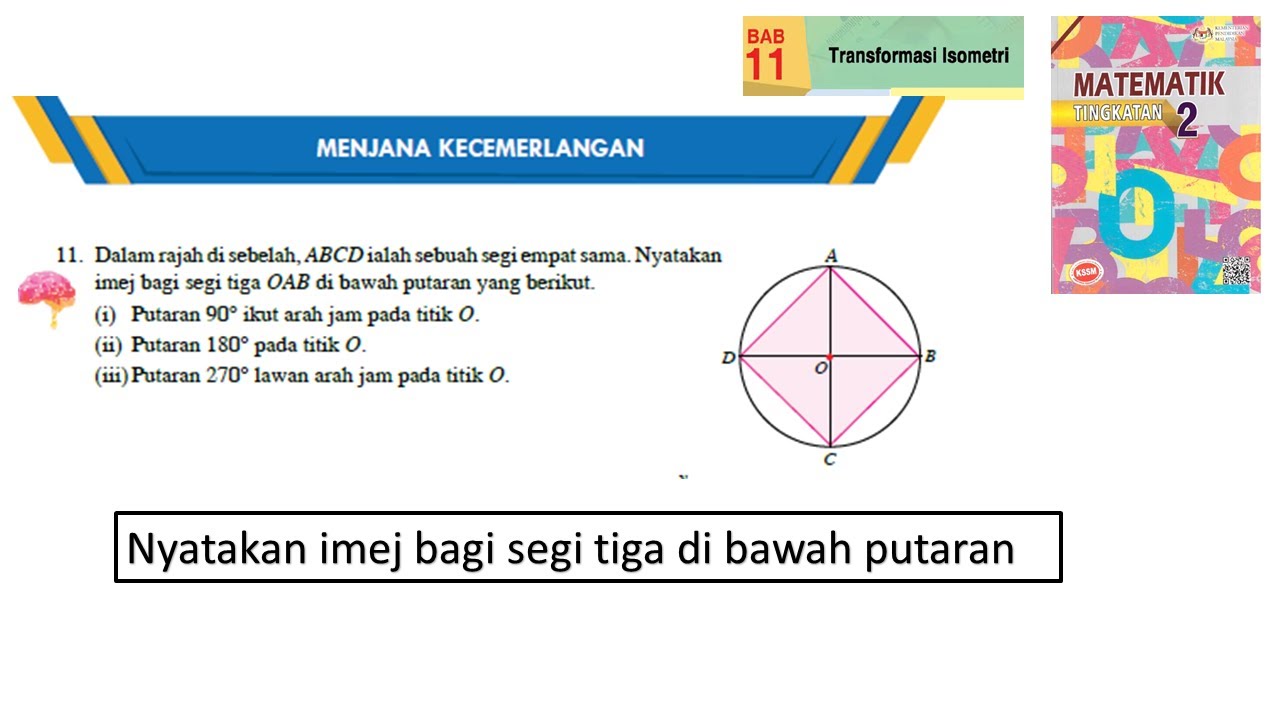 Kssm Matematik Tingkatan 2 Bab 11 Transformasi Isometri Menjana Kecemerlangan No11 Buku Teks Youtube