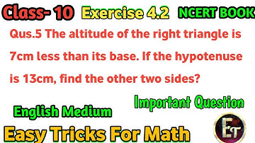 Class-10 Mathematics Chapter 4 Exercise 4.2 Question No 5 Important Question Ncert Book
