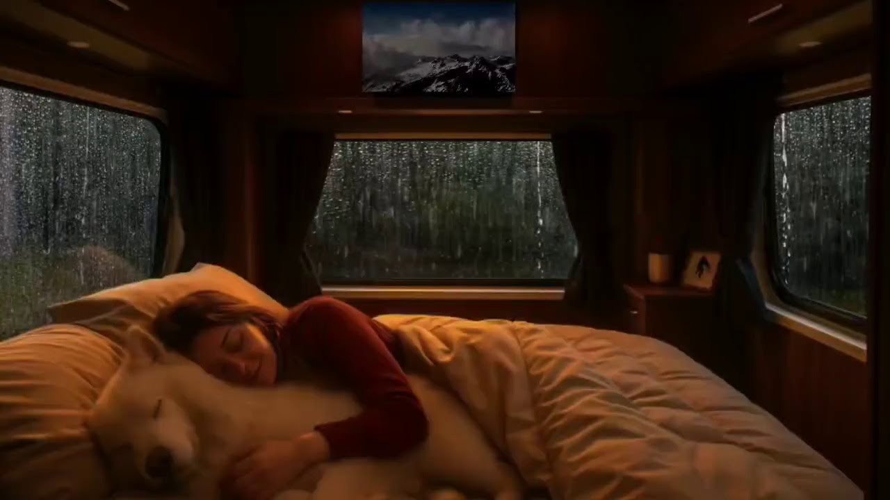 Overcome Stress to Sleep Fast with Soothing Rain & Thunder Inside Car on Country Road at Night
