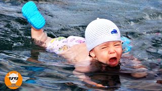 Most Adorable Swimming Baby Has Troubles in the Water For the First time #2 || Just Funniest