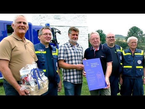 innogy-Schild für THW-Fledermausturm (Eisborn)