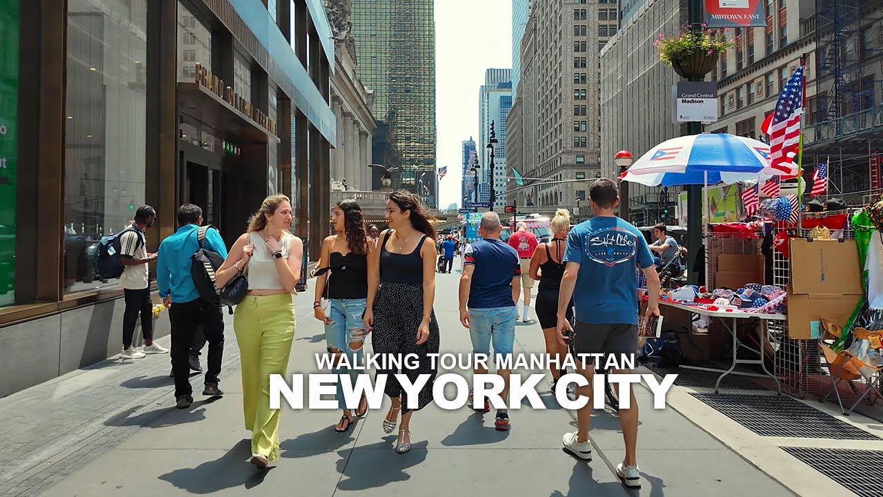 New York Manhattan Summer Walk, Broadway, 34th Street, 7th Avenue, 5th Avenue, 42nd Street, 4K