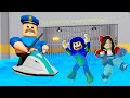 We escaped water barrys prison run in roblox obby 