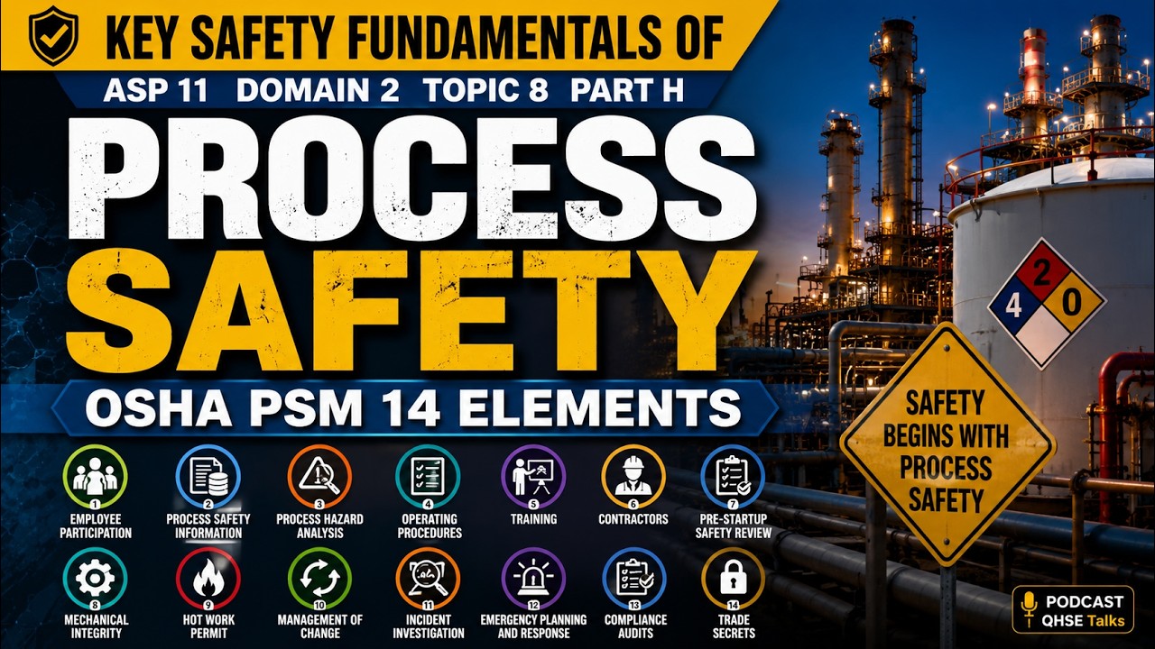 ASP 11 Domain 2 Topic 8 Part H-1 | Process Safety Explained | OSHA PSM 14 Elements |  CSP & ASP
