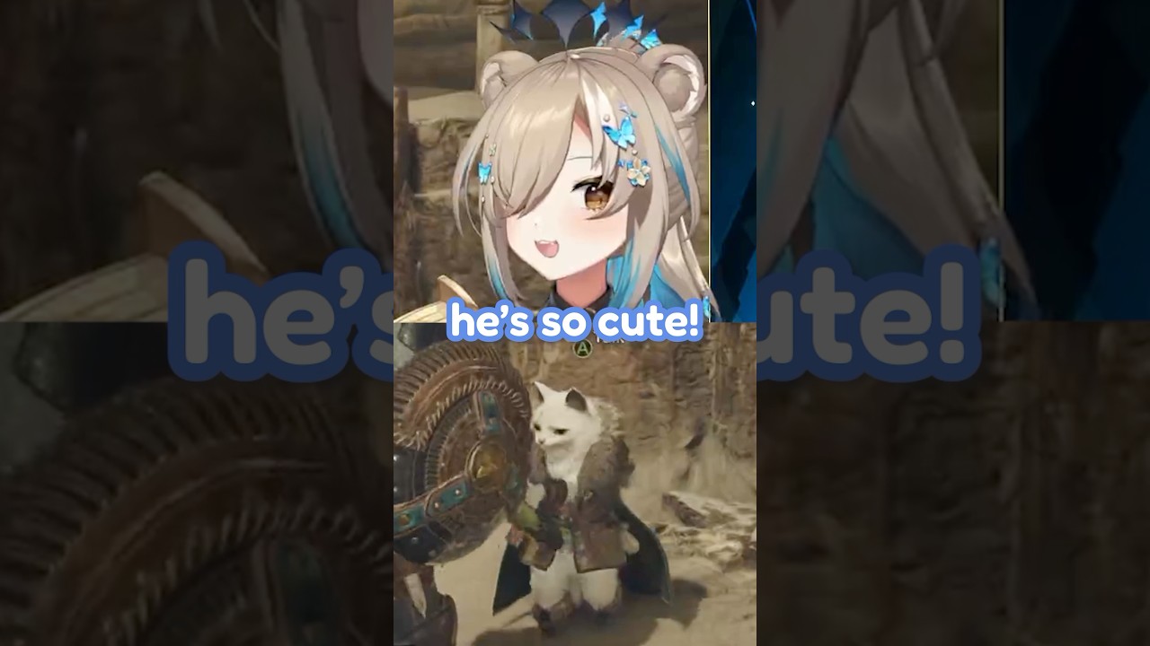 The Palico Cat in Monster Hunter Wilds is so… CUTE?! #palico #monsterhunterwilds #cat #cute #vtuber