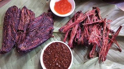 CÁCH CHẾ BIẾN THỊT TRÂU GÁC BẾP.