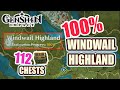 How to: Windwail Highland 100% Exploration ⭐  ALL CHESTS GUIDE 【 Genshin Impact 】