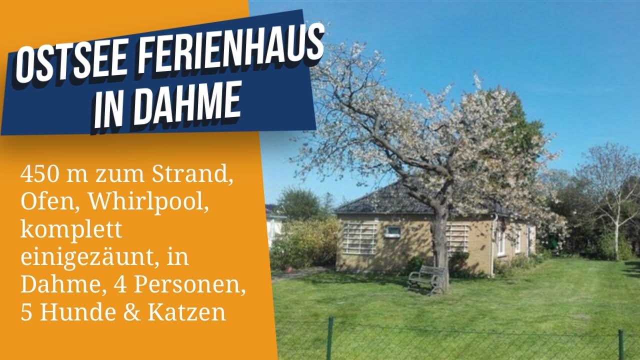 Ostsee Ferienhaus, 450 m zum Strand, Kamin, Whirlpool, Zaun, in Dahme, 4 Pers., 5 Hunde & Katzen