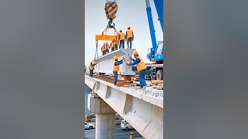 🏗️💥Heavy Bridge Section Drops Unexpectedly #construction #fail #engineering #workers