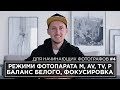 ОСНОВНЫЕ НАСТРОЙКИ И РЕЖИМЫ ФОТОАППАРАТА