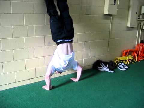 Ryan Riess (attempt at a "clap" handstand push-up)