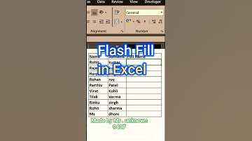 Flash fill in excel basic, #shorts #short #shortvideo#excel#youyubeshort