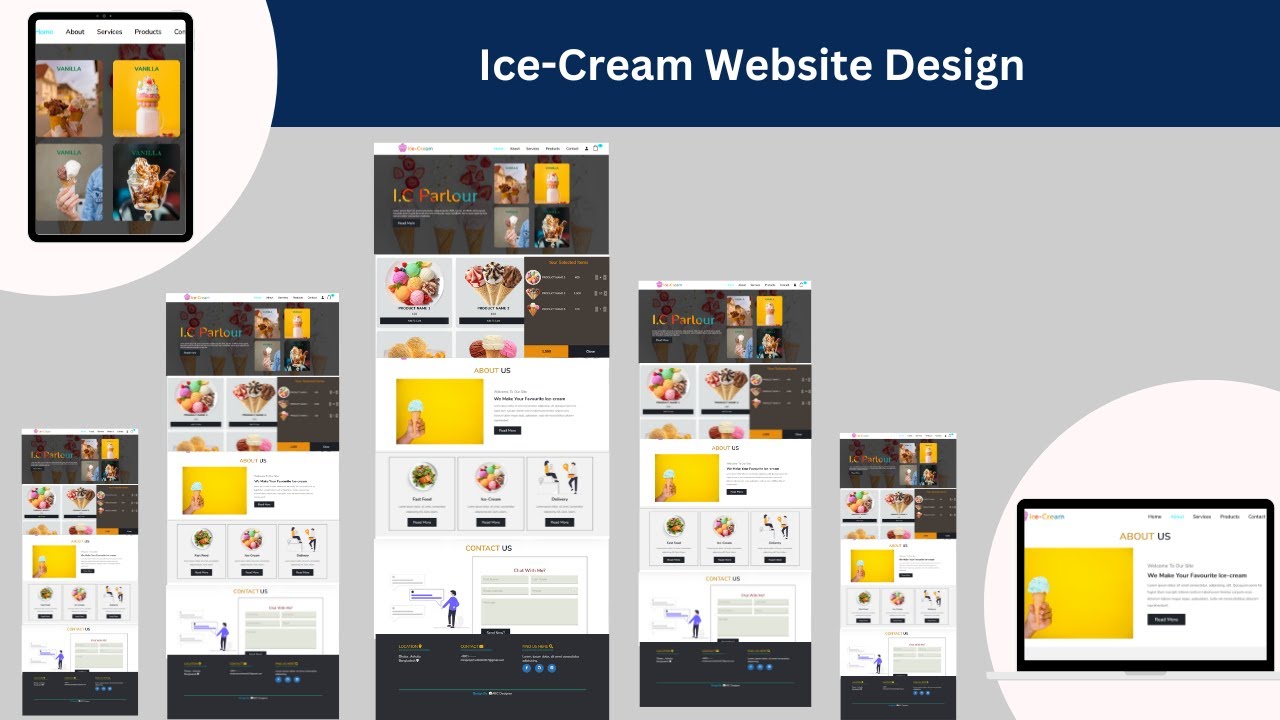 How To Make Ice Cream Website 2023 | Build Multipage website Using HTML ...
