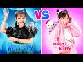 Wednesday Vs Hello Kitty Girl Extreme Makeover At One Colored Challenge | Baby Doll And Mike