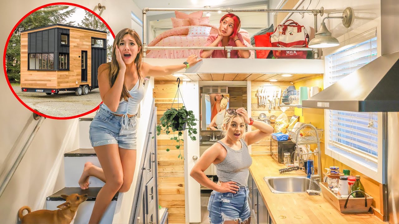 24 Hours in a Tiny House with My Sisters!! **CHAOTIC** - YouTube