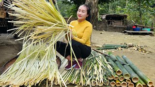 Harvest bamboo trees  The process of splitting bamboo strips goes to market sell | Ly Thi Tam