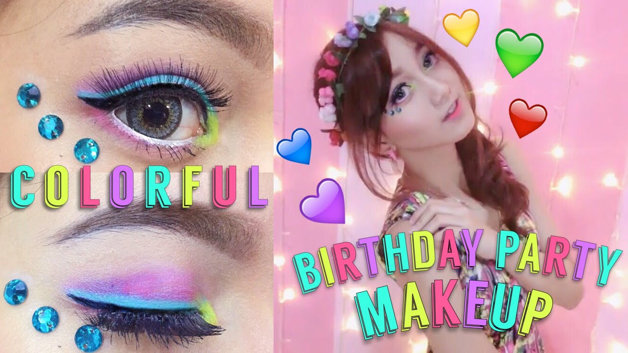 Colorful Birthday Party MakeUp Tutorial MarvellaContest YouTube