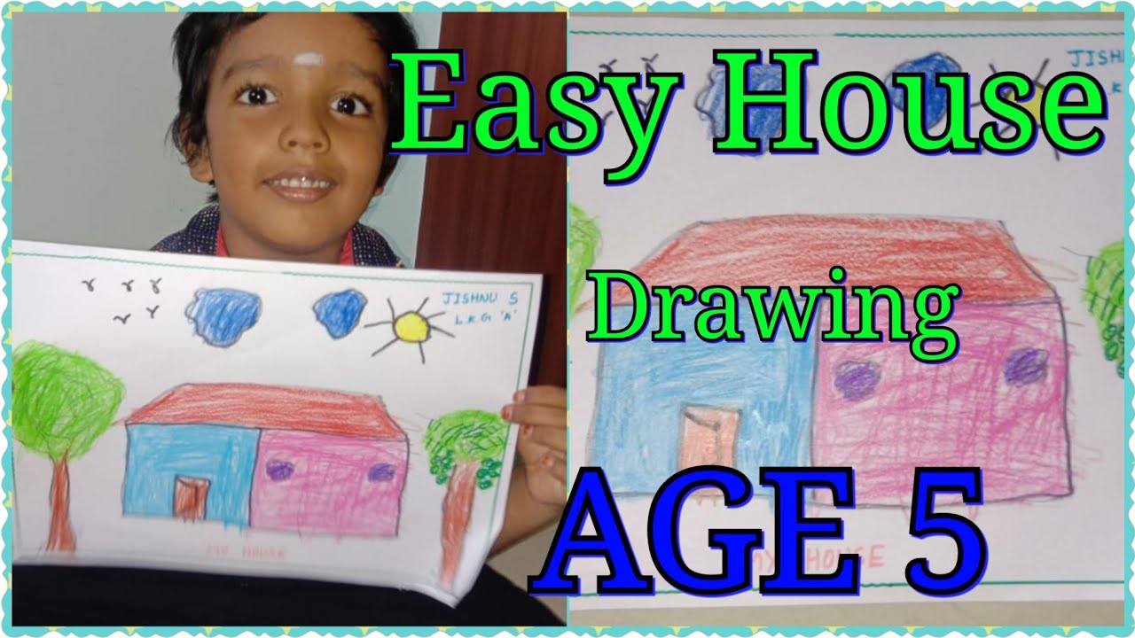 5 YEARS OLD BABY || House Drawing and Coloring || Easy Drawing for Kids ...