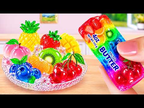 Amazing Rainbow Summer Fruit Jelly 🌈 How To Make Miniature Dessert | Yummy Little Cakes