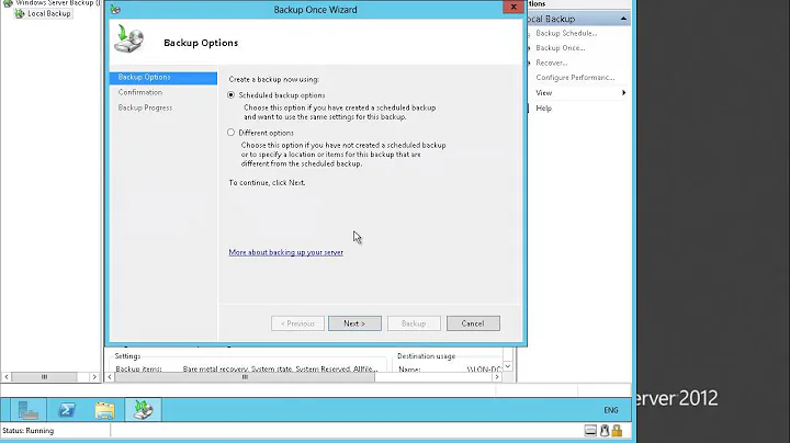 Server 2012 Windows backup and restore