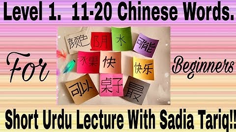 Lecture 2 Level 1 # 11-20 Chinese words With Sadia Tariq.