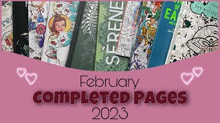 Completed Pages February 2023 | Adult Coloring