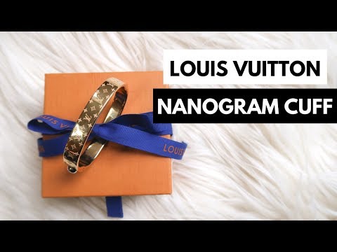 LOUIS VUITTON Brass Monogram Nanogram Cuff S Gold 1272410