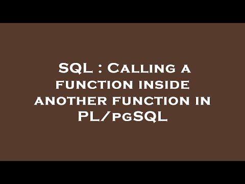 SQL : Calling