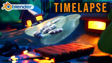 Stylized Landscape - Blender Claymation (Timelapse)