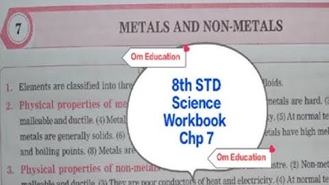8th class science workbook chapter 7 Metals and non-metals