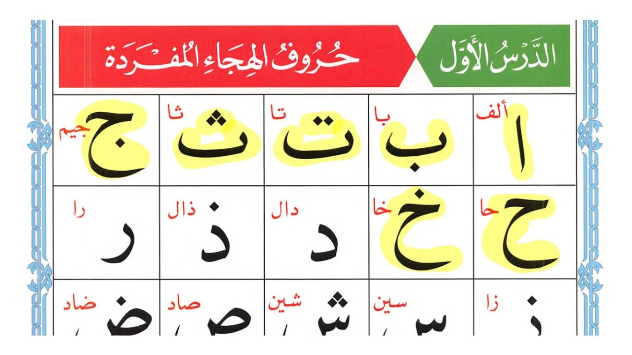 القاعدة النورانية - الدرس الأول - حروف الهجاء المفردة Qaidah Nuraniah ...