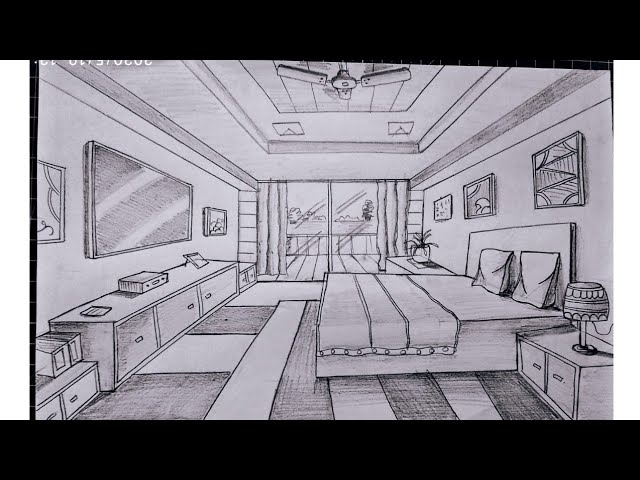 Drawing A Bedroom In One Point Perspective Timelapse One Point