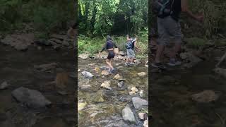 Woman Tries to Cross River on Rocks, Trips and Falls