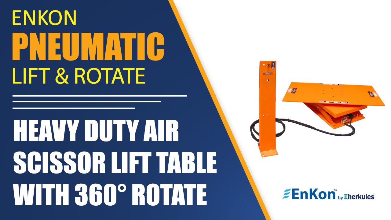 v1415 01 enkon heavy duty air scissor lift table 360 degree rotate material handling equipment