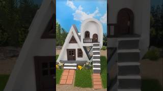 Incredible brown mini house made with mini bricks #shorts #diy #miniature #craft