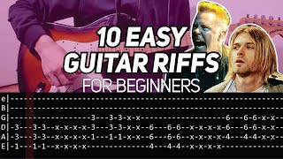 10 EASY BEGINNER GUITAR RIFFS (WITH TAB) chords