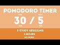 30  5  pomodoro timer  3 hours study  no music  study for dreams  deep focus  study timer